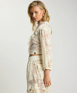 Savage Romance Lace Frill Cami Top - Vintage White