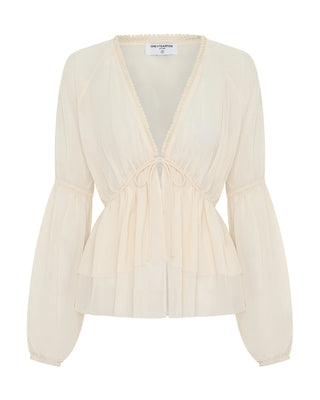 Luminette Sheer Longsleeve Blouse - Ivory