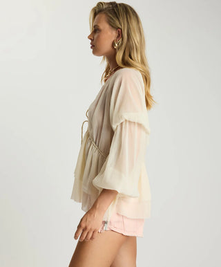 Luminette Sheer Longsleeve Blouse - Ivory