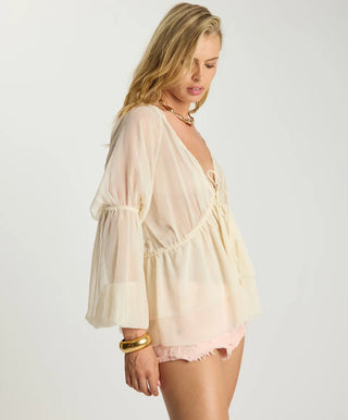 Luminette Sheer Longsleeve Blouse - Ivory