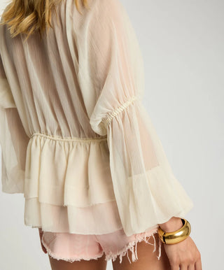 Luminette Sheer Longsleeve Blouse - Ivory