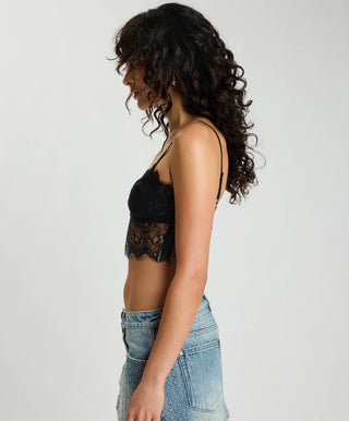 Vintage Whisper Lace Bralette Top - Black