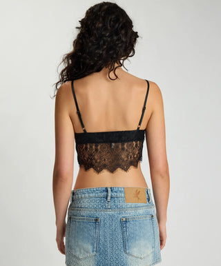 Vintage Whisper Lace Bralette Top - Black