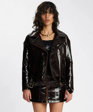 Obsidian Moto Zip Leather Jacket - Merlot
