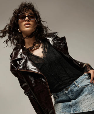 Obsidian Moto Zip Leather Jacket - Merlot