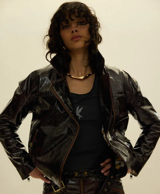 Obsidian Moto Zip Leather Jacket - Merlot