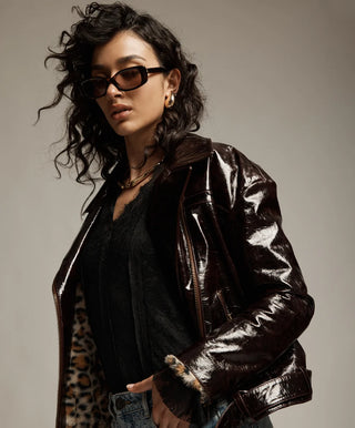 Obsidian Moto Zip Leather Jacket - Merlot