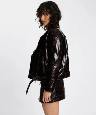 Obsidian Moto Zip Leather Jacket - Merlot