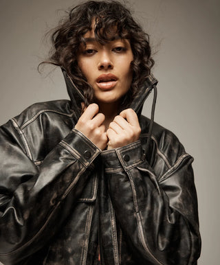 Atlas Utility Leather Jacket - Worn Black