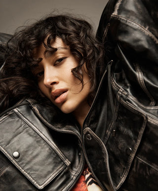 Atlas Utility Leather Jacket - Worn Black