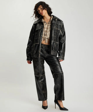 Atlas Utility Leather Jacket - Worn Black