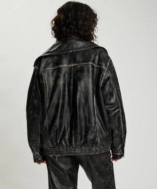 Atlas Utility Leather Jacket - Worn Black