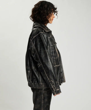 Atlas Utility Leather Jacket - Worn Black