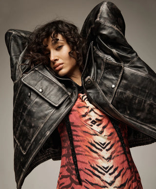 Atlas Utility Leather Jacket - Worn Black