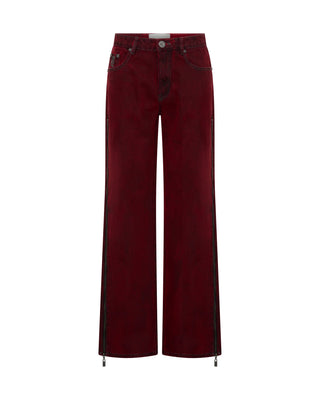 Jackson Mid Waist Wide Leg Denim Jeans - Oil Stained Maroon