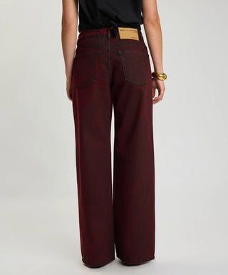 Jackson Mid Waist Wide Leg Denim Jeans - Oil Stained Maroon
