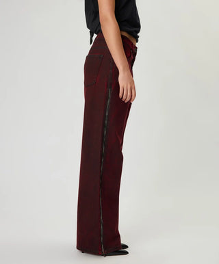 Jackson Mid Waist Wide Leg Denim Jeans - Oil Stained Maroon
