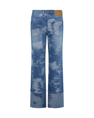 Low Riders Low Waist Wide Leg Denim Jeans - Torn Sky Blue
