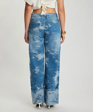Low Riders Low Waist Wide Leg Denim Jeans - Torn Sky Blue