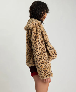 Catwalk Cropped Faux Fur Jacket - Leopard Print