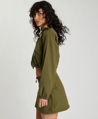 Drift Cropped Bubble Hem Jacket - Khaki