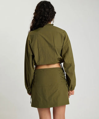 Drift Cropped Bubble Hem Jacket - Khaki