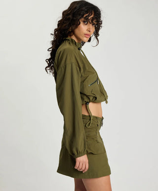 Drift Cropped Bubble Hem Jacket - Khaki
