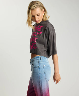 Vintage Soul Future Heart Cropped Tee - Charcoal