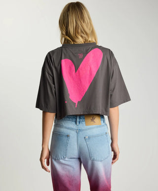 Vintage Soul Future Heart Cropped Tee - Charcoal