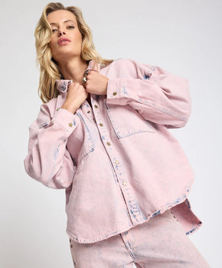 Star Teaser Daria Denim Shacket - Pink Haze