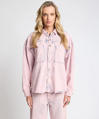 Star Teaser Daria Denim Shacket - Pink Haze