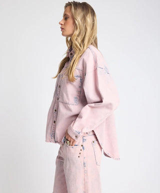 Star Teaser Daria Denim Shacket - Pink Haze