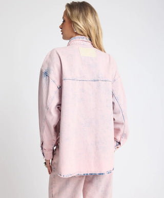 Star Teaser Daria Denim Shacket - Pink Haze