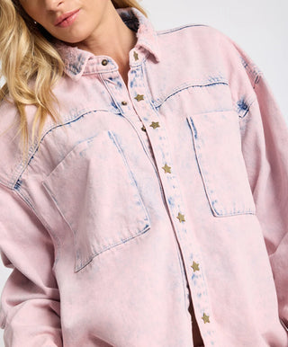 Star Teaser Daria Denim Shacket - Pink Haze