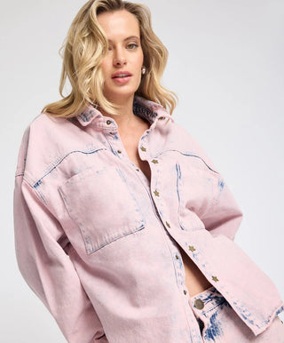 Star Teaser Daria Denim Shacket - Pink Haze
