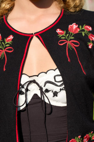 Rose Waltz Embroidered Knit Cardigan