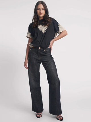 RAW BLACK JACKSONS MID WAIST WIDE LEG DENIM JEANS