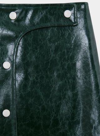 LENA GREEN FAUX LEATHER SKIRT