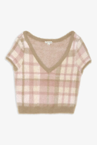 POET PLAID KNIT TOP