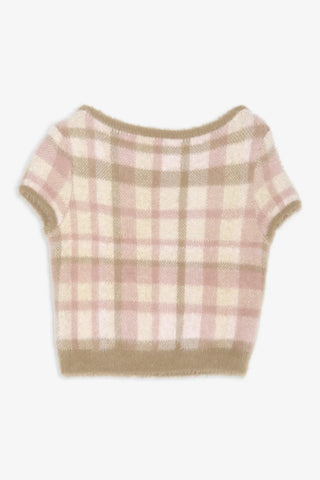 POET PLAID KNIT TOP