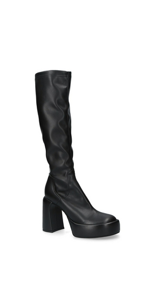 HIGH HEEL LEATHER BOOTS BLACK