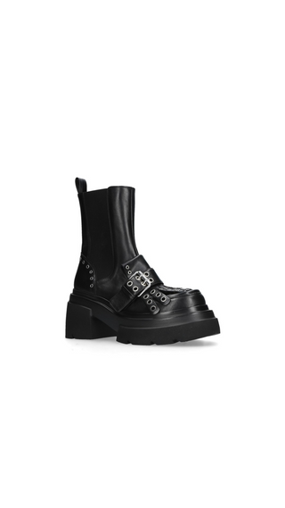 LEATHER BIKER BOOTS BLACK