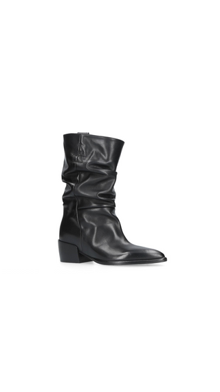 SLOUCHY LEATHER BOOTS BLACK