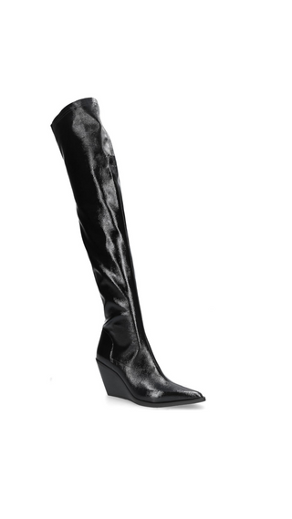 OVER THE KNEE LEATHER BOOTS  BLACK