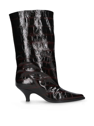 BLACK BURGUNDY LEATHER BOOTS