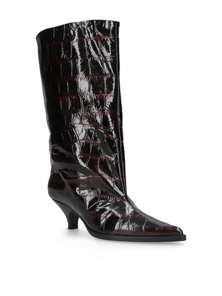 BLACK BURGUNDY LEATHER BOOTS