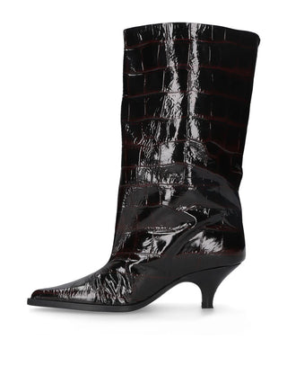 BLACK BURGUNDY LEATHER BOOTS