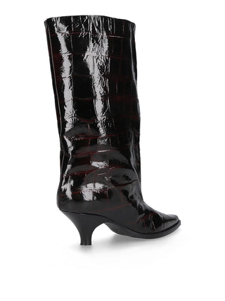 BLACK BURGUNDY LEATHER BOOTS