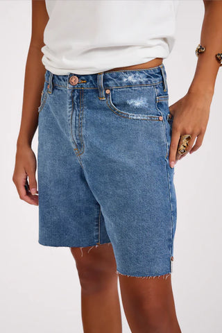 Jacksons Mid Waist Shorts-Hoodlum Blue