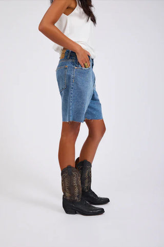 Jacksons Mid Waist Shorts-Hoodlum Blue